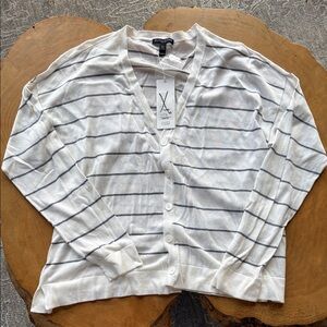 Eileen Fisher White and Gray Knit Top